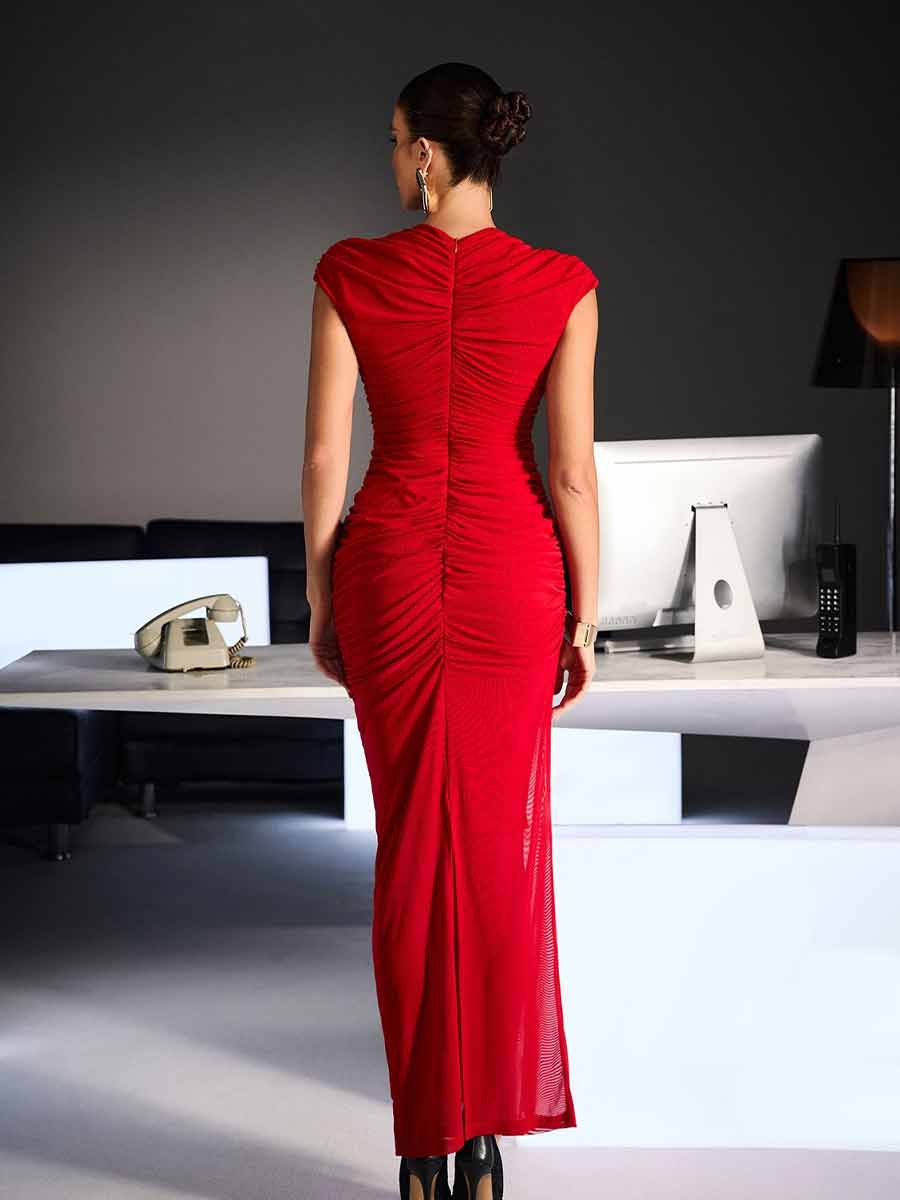 Salma Cutout Ruched Draped Maxi Dress