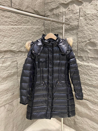 Moncler Puffer Jacket Hood Black Fur 341352
