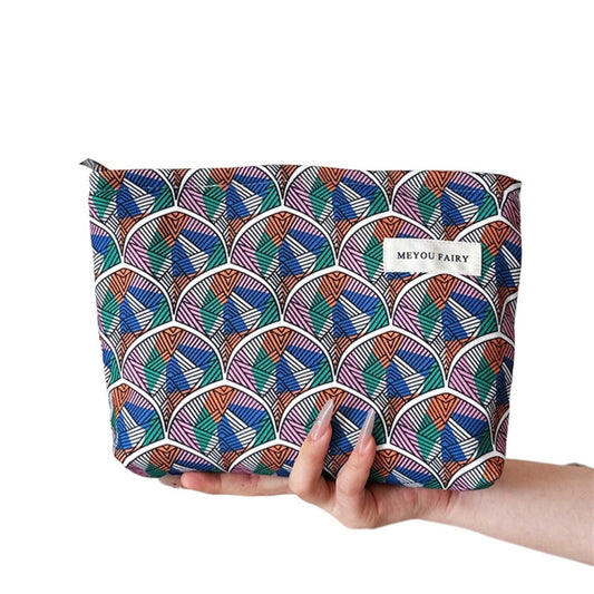 Cosbai - Colorful Fan-Print Makeup Bag - Practical &amp; Basic