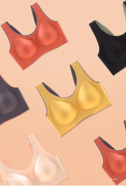 Solid Color Latex Underwear With One-Piece Contrasting Color And Beautiful Back, No Rims, Comfortable Buckles, Comfortable Vest Bra Women.
