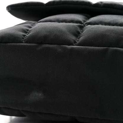 Nylon Square Quilted Flap Black