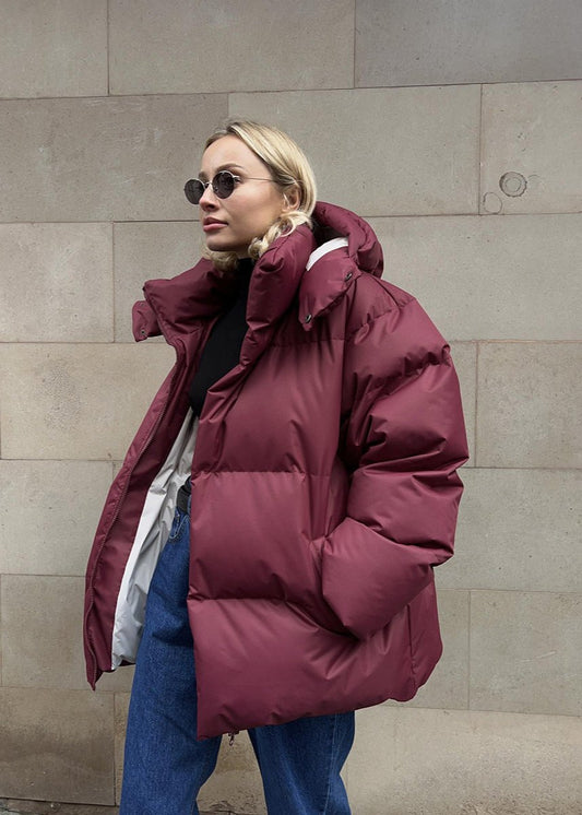 Oversized Puffer Jacket Padded Cotton Blend