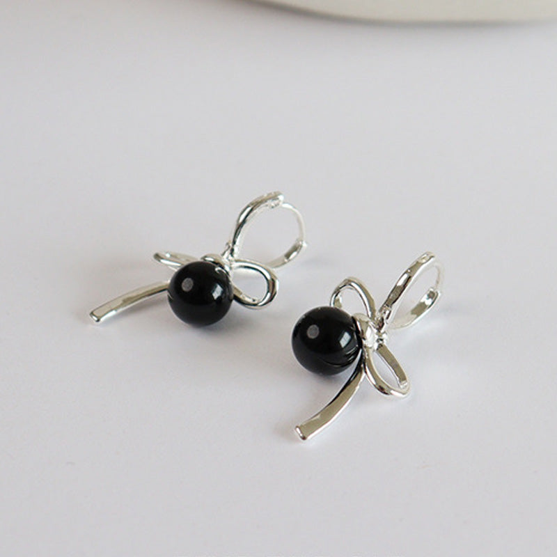 Elegant Bow Knot Pearl Stud Earrings