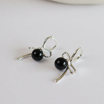 Elegant Bow Knot Pearl Stud Earrings