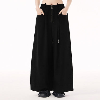 High Waist Wide Leg Pants With Zipper Loose Fit