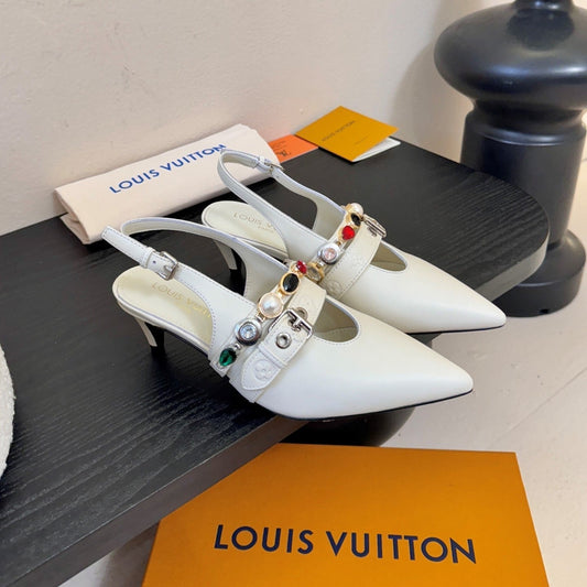 LV Vibe Slingback 6cm Off White Cowhide 580331