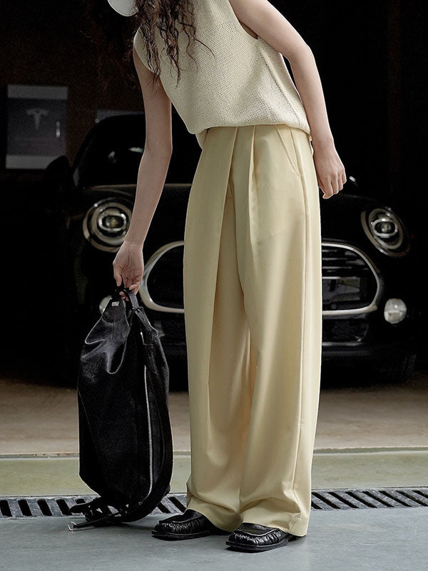 Loose Wide Leg Solid Color Casual Pants Bottoms Trousers