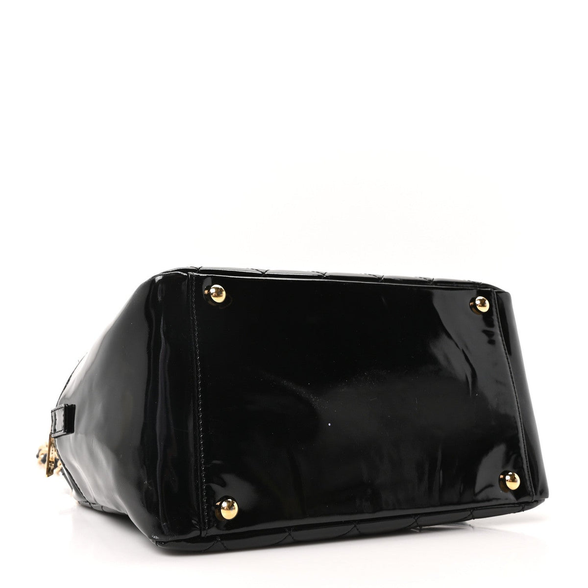 Patent Quilted Petit Timeless Tote PTT Black