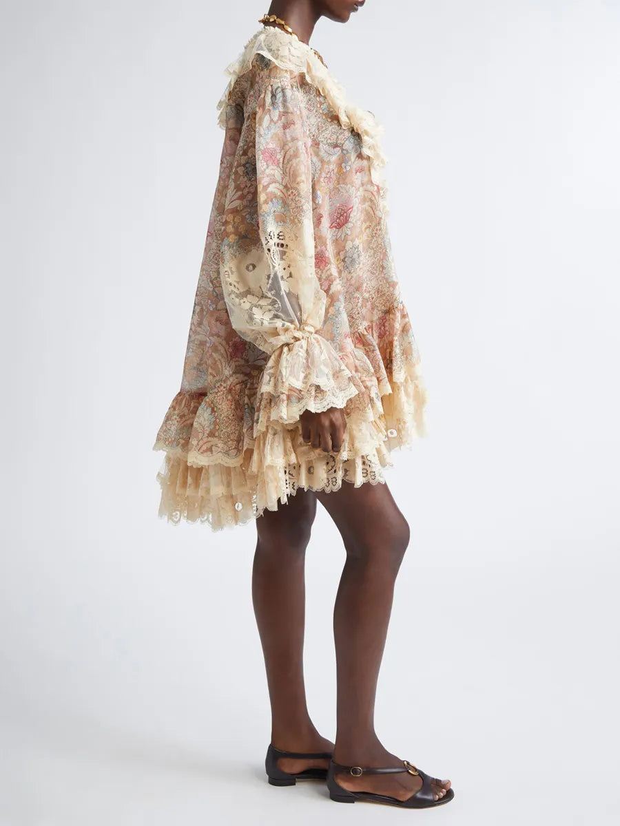 Eliana Linen & Silk Lace-Up Minidress