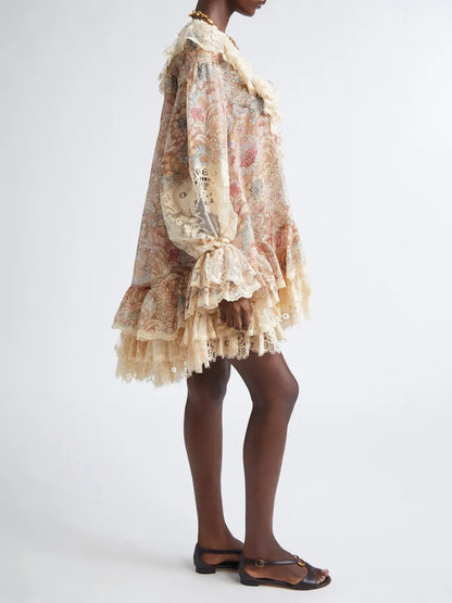 Eliana Linen & Silk Lace-Up Minidress
