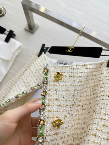 CC 26s Midi Skirt White Gold Tweed