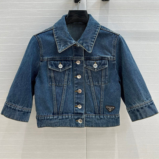 Prada Short Denim Jacket Blue Cotton