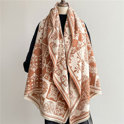 Jacquard Fringed Cashmere-Like Scarf