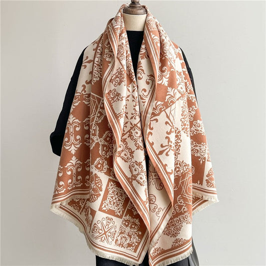 Jacquard Fringed Cashmere-Like Scarf