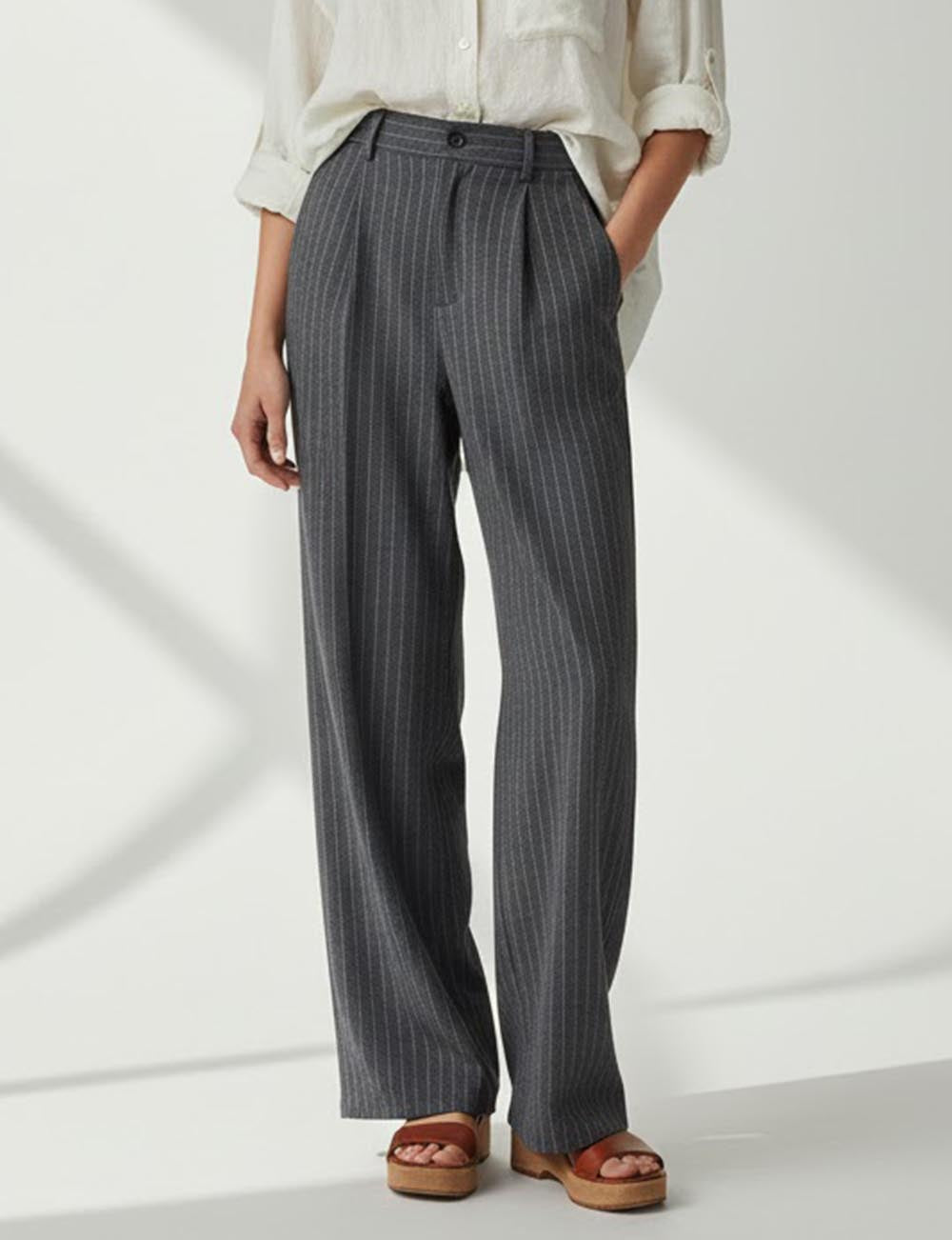 Casual High Waisted Pleated Loose Dress Pants
