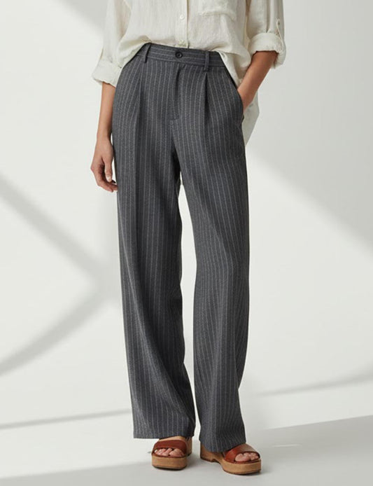 Casual High Waisted Pleated Loose Dress Pants
