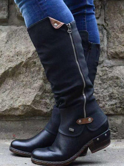 Spring And Autumn Women'S Round Head Side Zipper Martin Boots