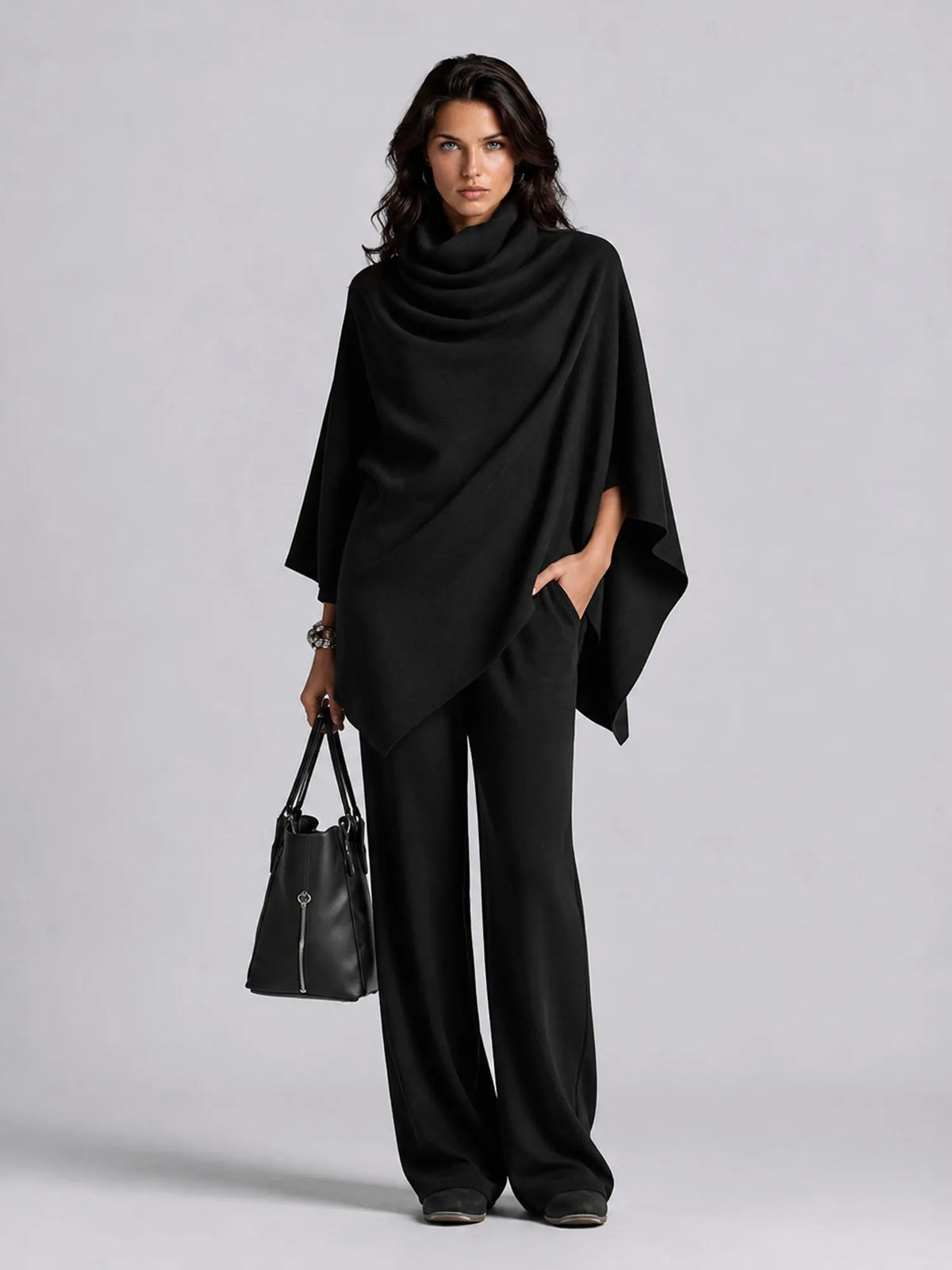 Samantha Cape-style Top and Wide-leg Trousers Set