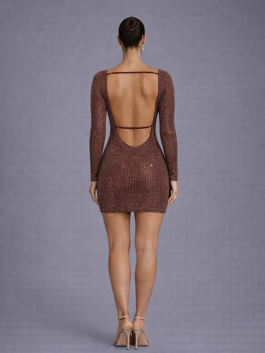 Alina Backless Diamond Mini Dress