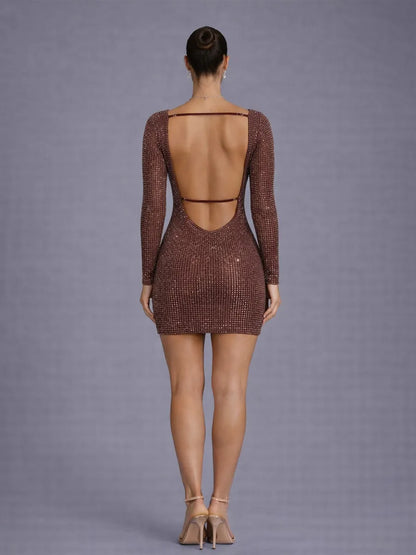 Alina Backless Diamond Mini Dress