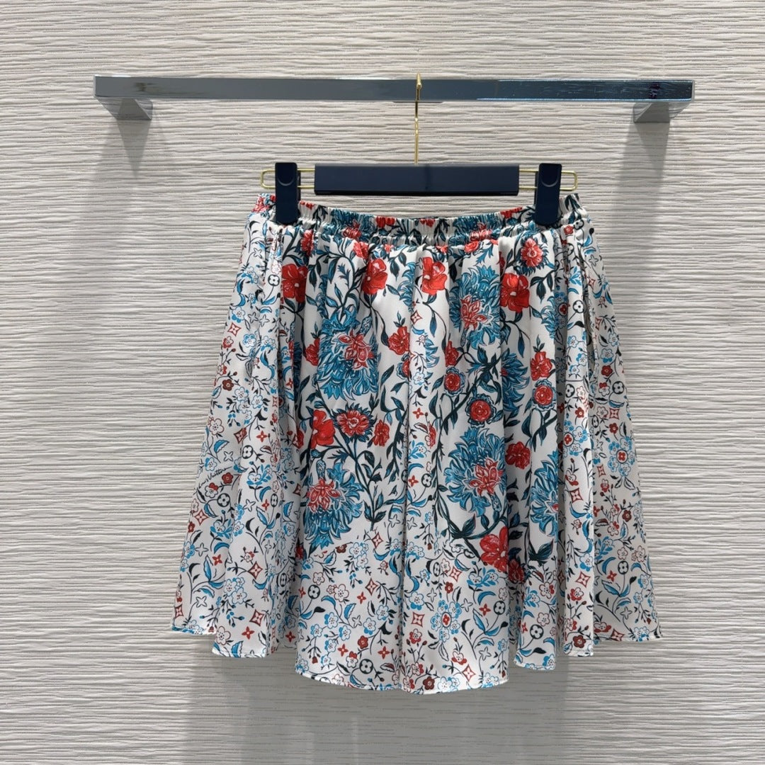 LV 25S Brilliant Flower Skirt Multicolor Cotton