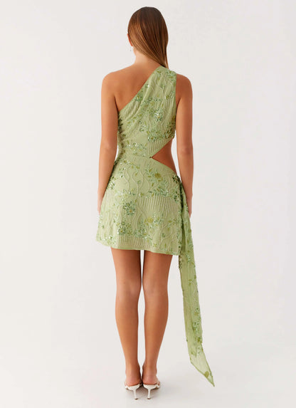 Juelz Beaded Mini Dress - Lime