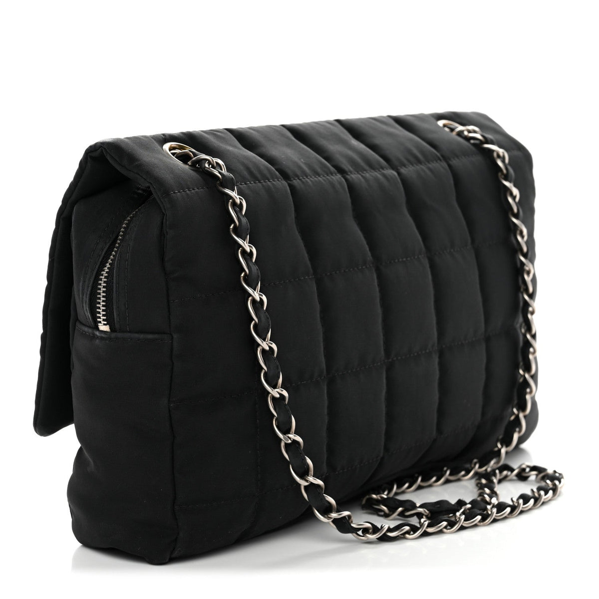 Nylon Square Quilted Flap Black