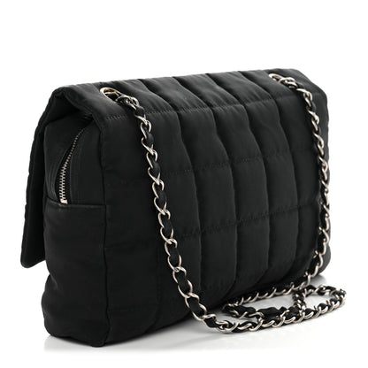 Nylon Square Quilted Flap Black