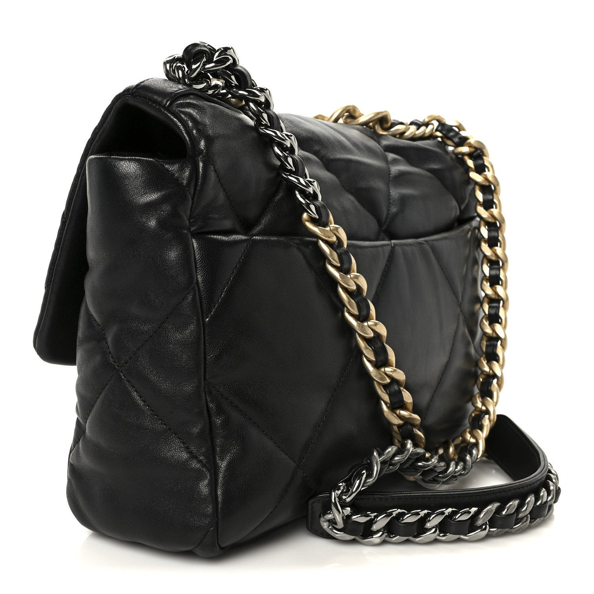 Lambskin Quilted Large Chanel 19 Flap Black