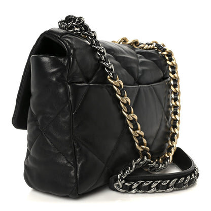 Lambskin Quilted Large Chanel 19 Flap Black