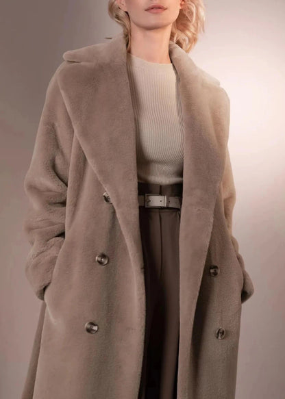 Velvet Coat Longline Double Breasted Tailored Lapel