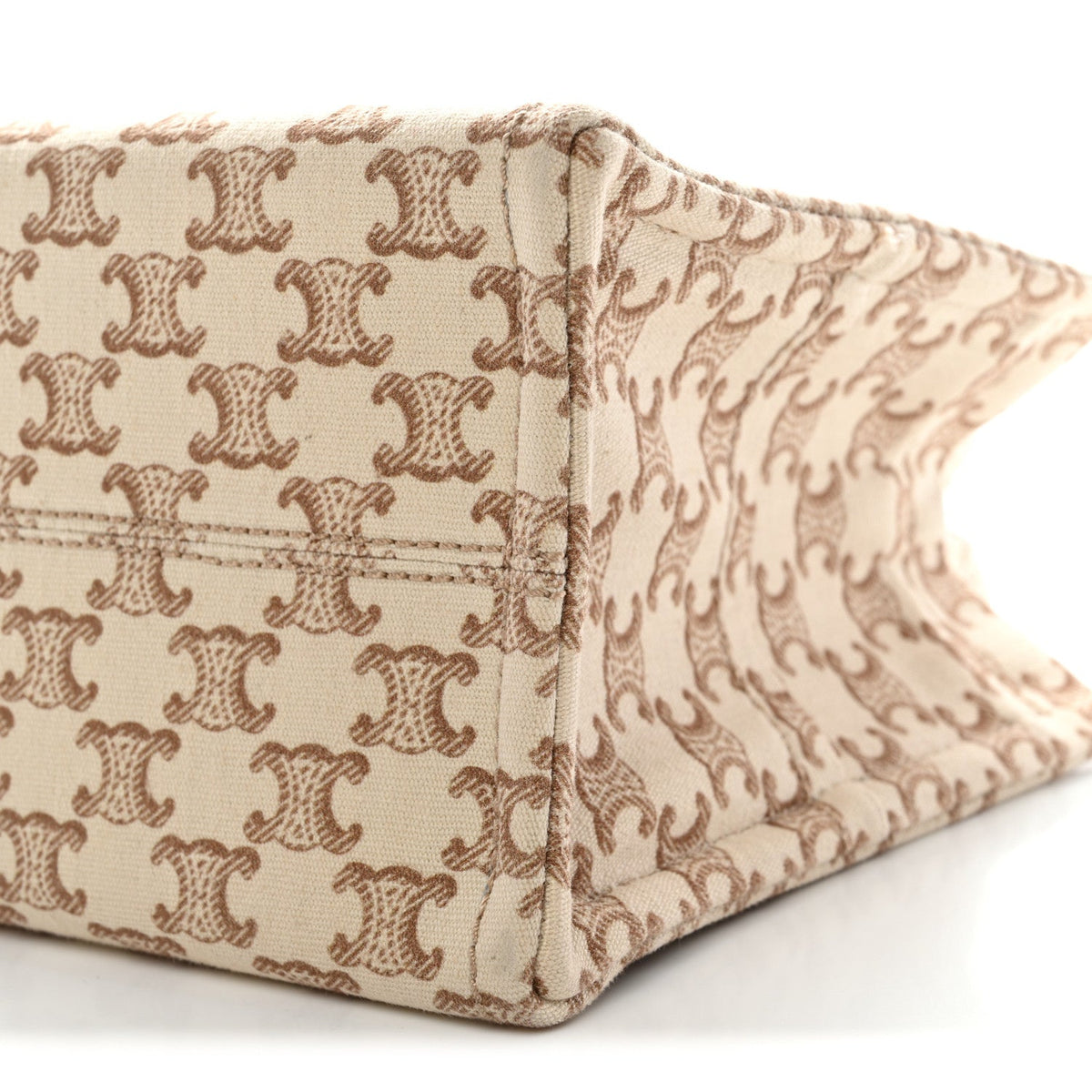 Canvas Calfskin Triomphe Print Small Cabas Thais White