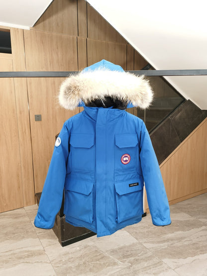 Canada Goose Children Parka Jacket Blue Fox Fur Polyester Cotton