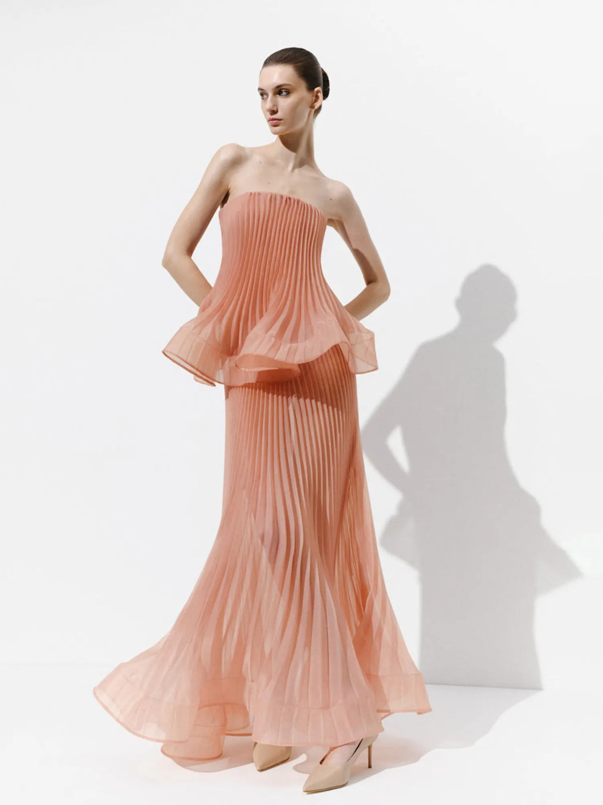 Maya Strapless Pleated Maxi Skirt Set