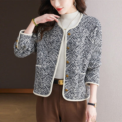 Color Block Jacquard Knit Cardigan Sweater