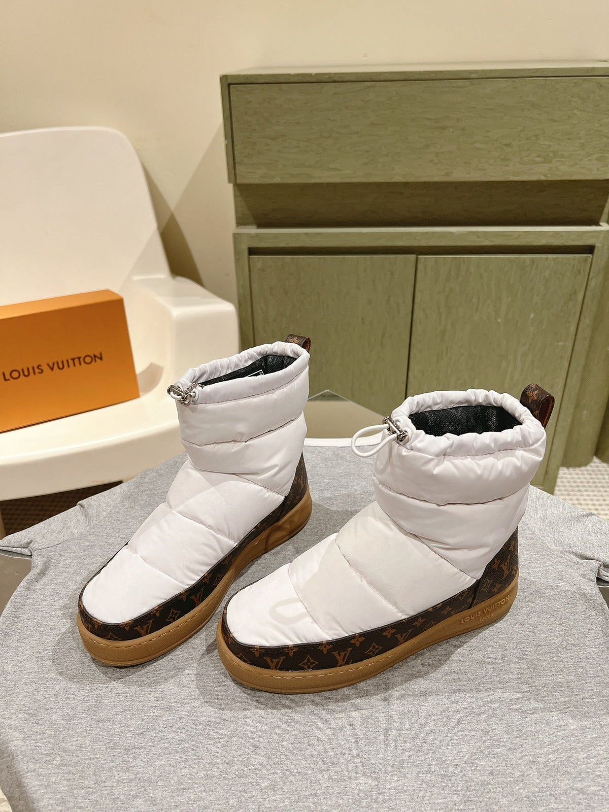 LV Cloud Ankle Boot Sneaker White Nylon Monogram Canvas