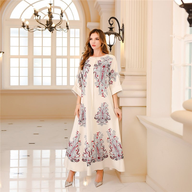 Beaded Long Sleeve Muslim Abaya Robe