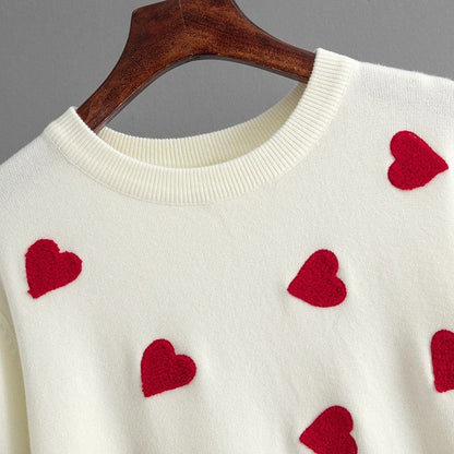 Round Neck Love Pullover Loose Sweater
