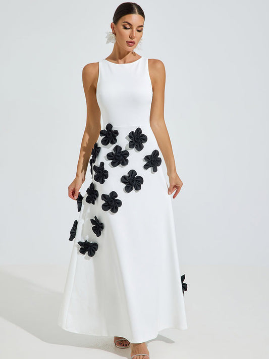 Emily Noir Blossom Maxi Dress In White