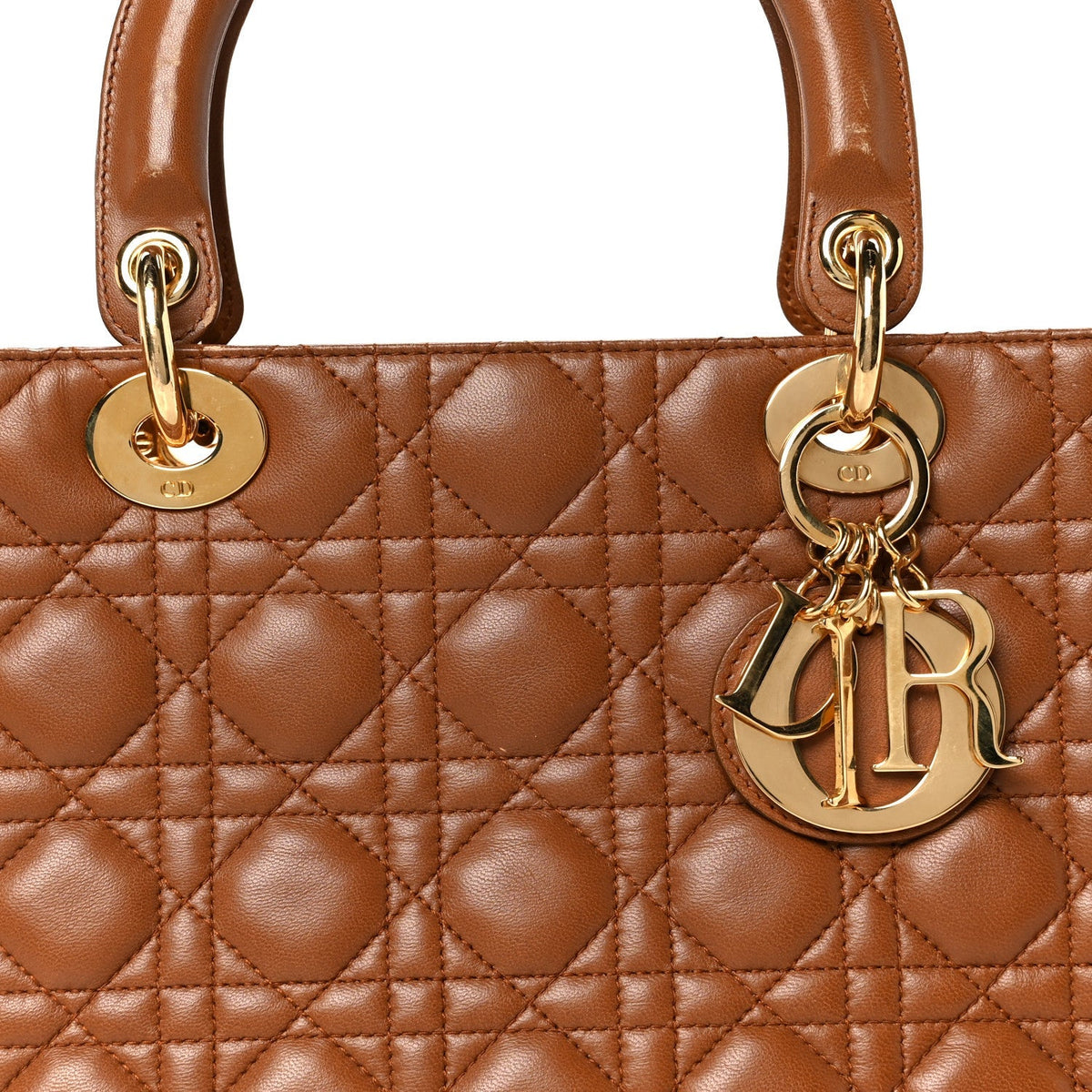 Lambskin Cannage Medium Lady Dior Tan