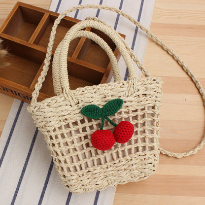 Crochet Market Bag Cherry Grass Woven Bag