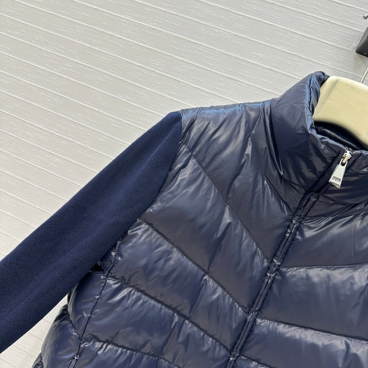 Moncler 25 Jacket Navy Blue Polyester Mix Wool