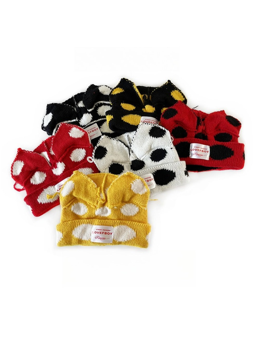 Haila - Polka Dots Cat-Ear Knitted Beanie