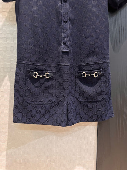 Gucci Jumpsuit Short Dark Blue Polyester Fiber