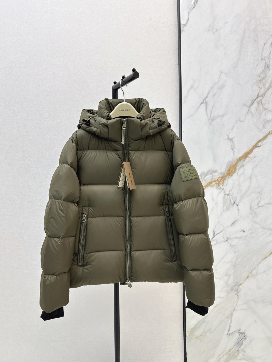 Burberry 25 Hooded Jacket Khaki Green Nylon Down 00640