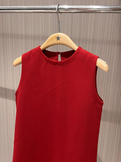 Gucci Sleeveless Vest Dress Red Polyester Fiber