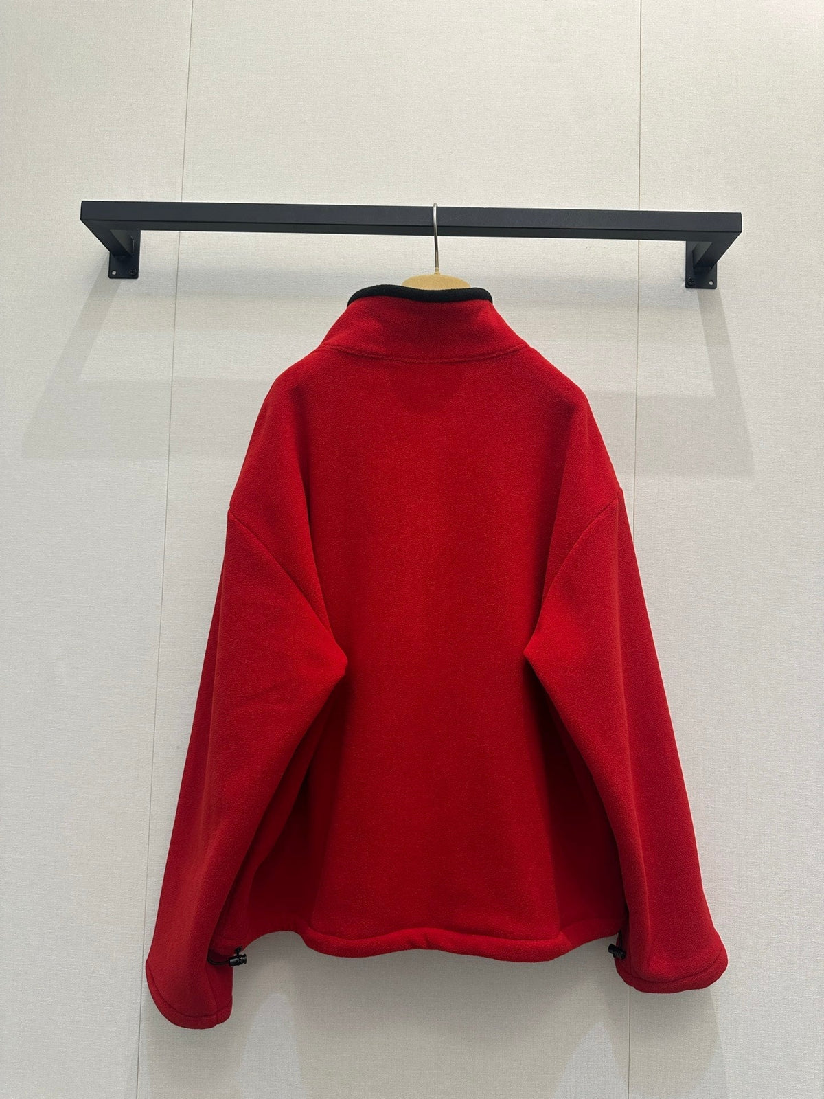 Miu Embroidered Fleece Hooded Zip-Up Jacket Red Cashmere 346102