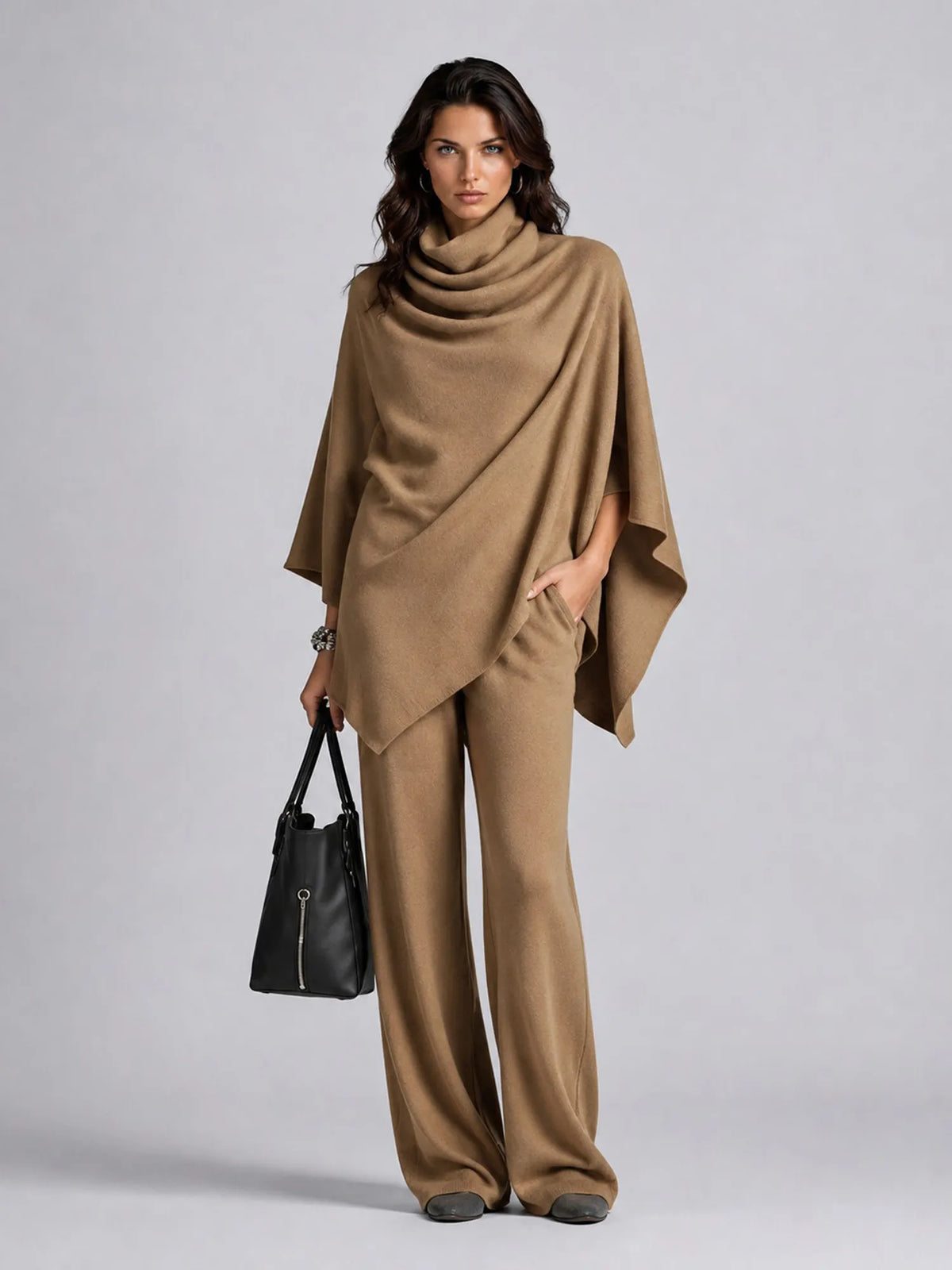 Samantha Cape-style Top and Wide-leg Trousers Set