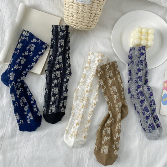 Rufia - Women's Floral Print Mid-Calf Socks - Vintage &amp; Classic