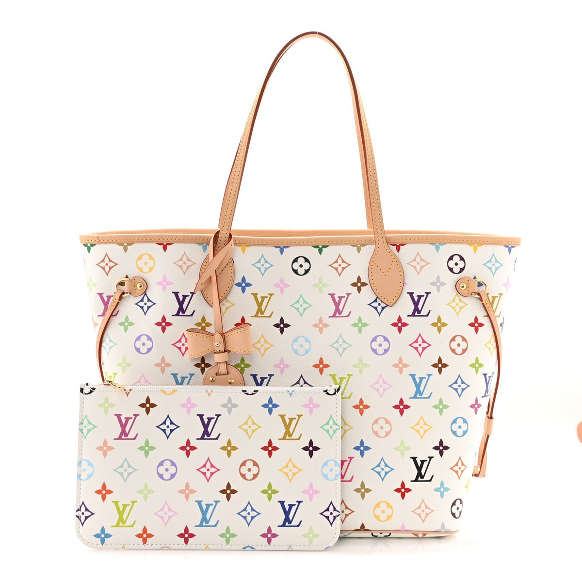 LV X TM Monogram Multicolor Neverfull MM White